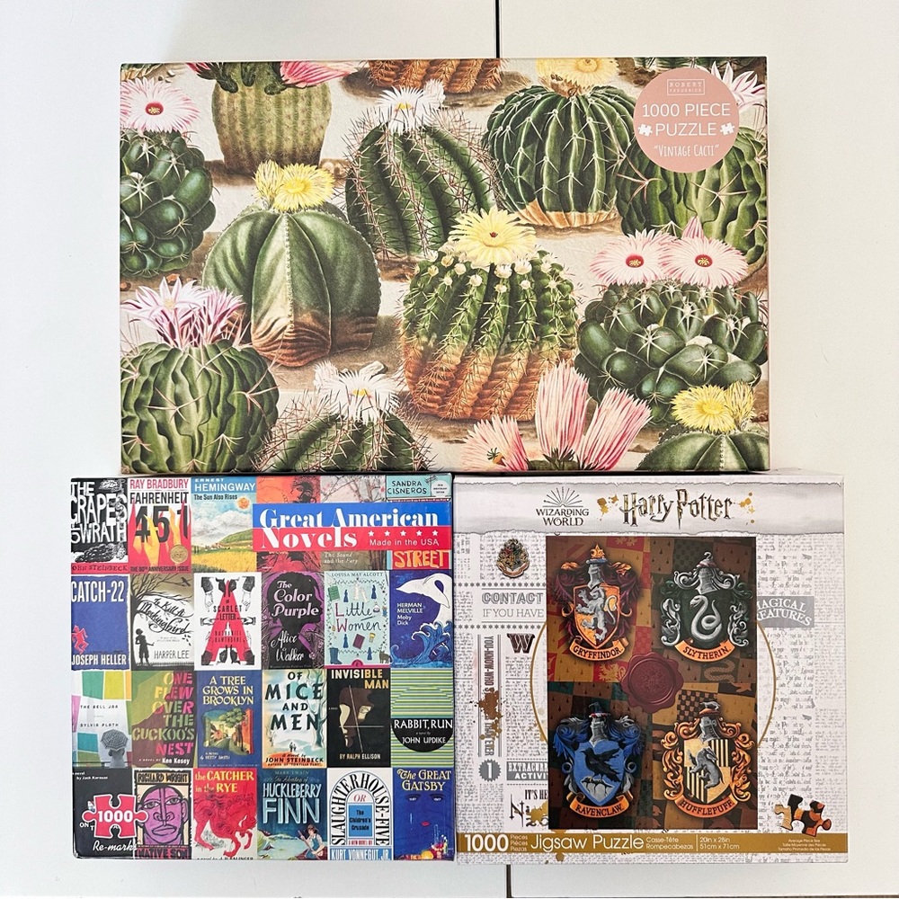 🧩*BUNDLE!* 1000 Piece Jigsaw Puzzles American Novels Harry Potter Vintage Cacti